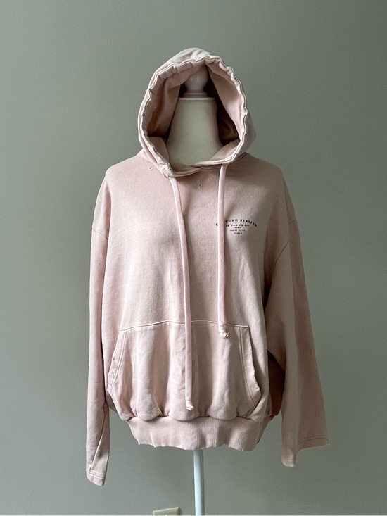 Ih Nom Uh Nit Tops - Ih Nom Uh Nit Soft Pink Intentionally Distressed Hoodie with Logo Print